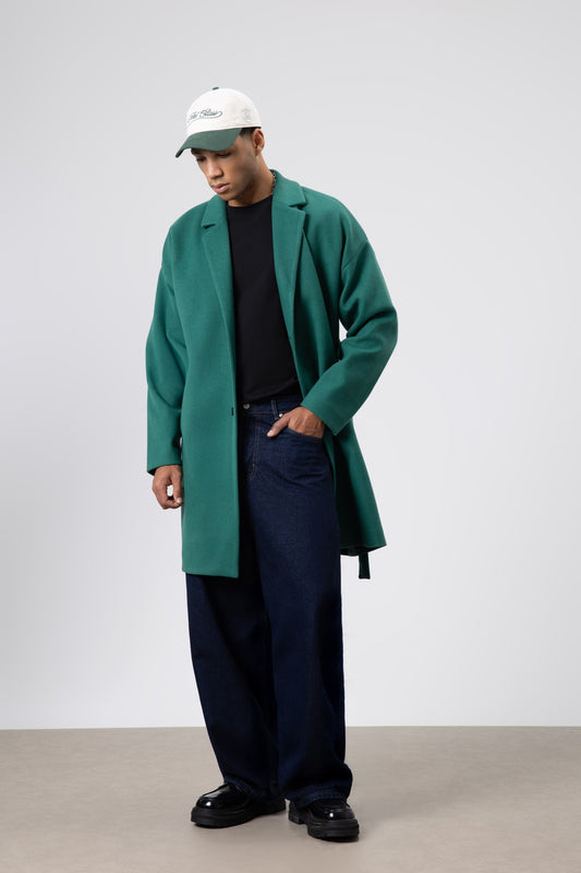 Kemerli Oversize Kaşe Kaban