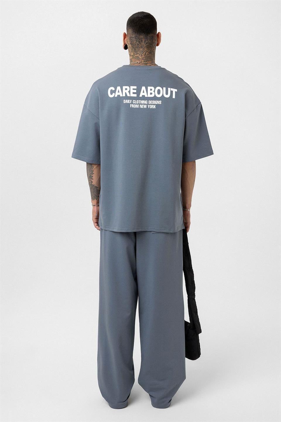 Care About Baskılı Oversize Eşofman Takım-Siyah