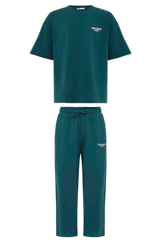 Care About Baskılı Oversize Eşofman Takım-Siyah