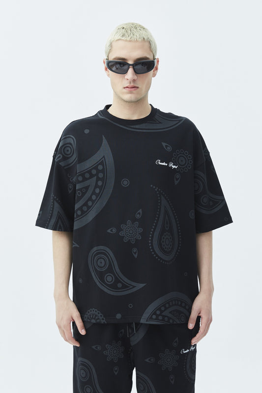 Oversize Desenli Şort Tişört Takım