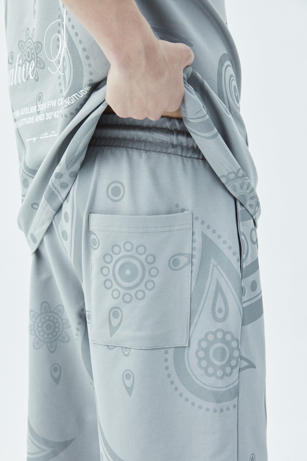 Oversize Desenli Şort Tişört Takım