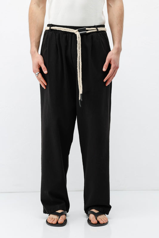 Kemer Detaylı Oversize Keten Pantolon