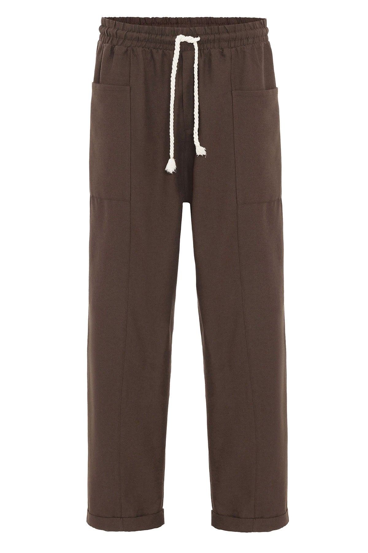 Yan Cepli Baggy Keten Pantolon