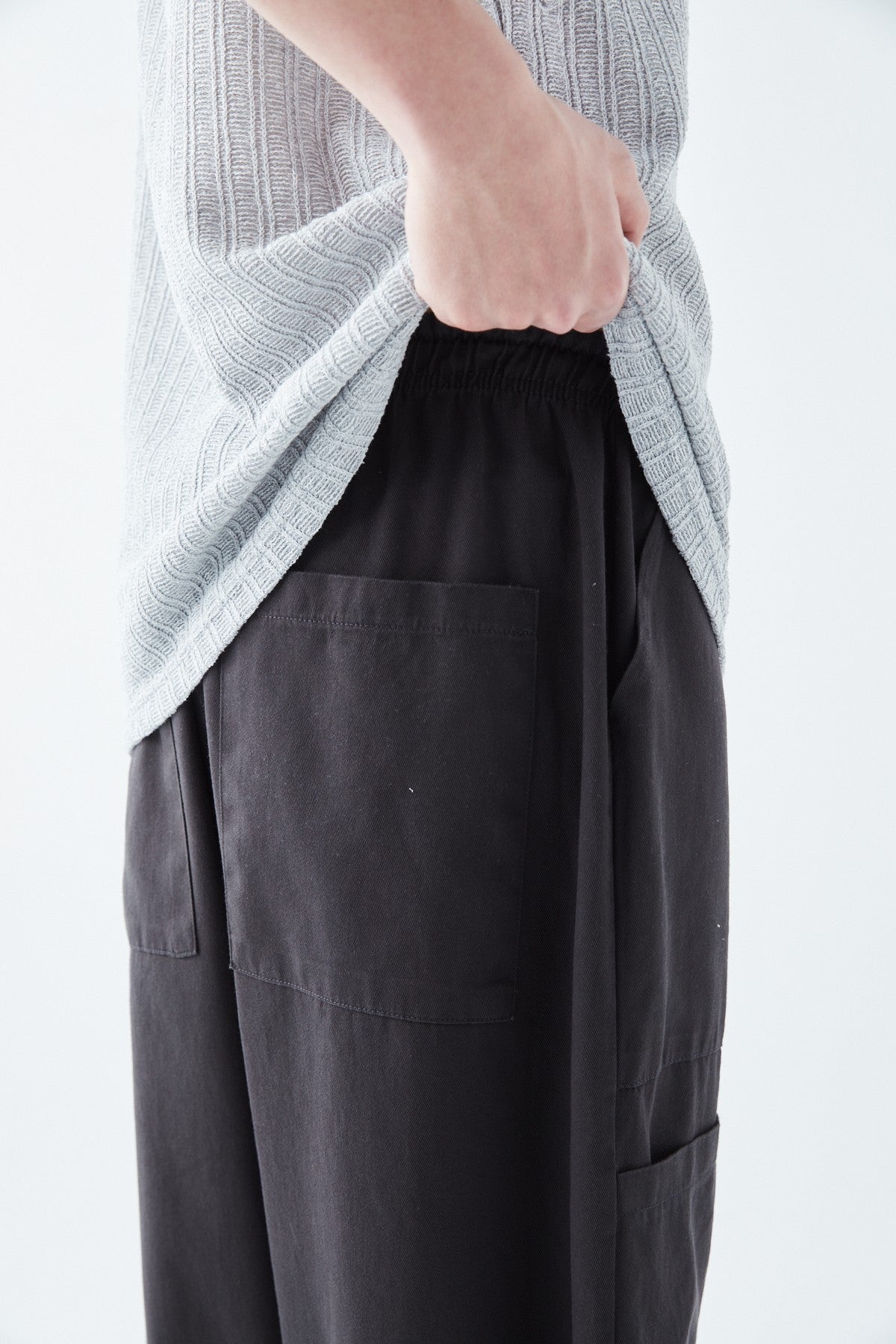 Yan Cep Detalı Baggy Keten Pantolon