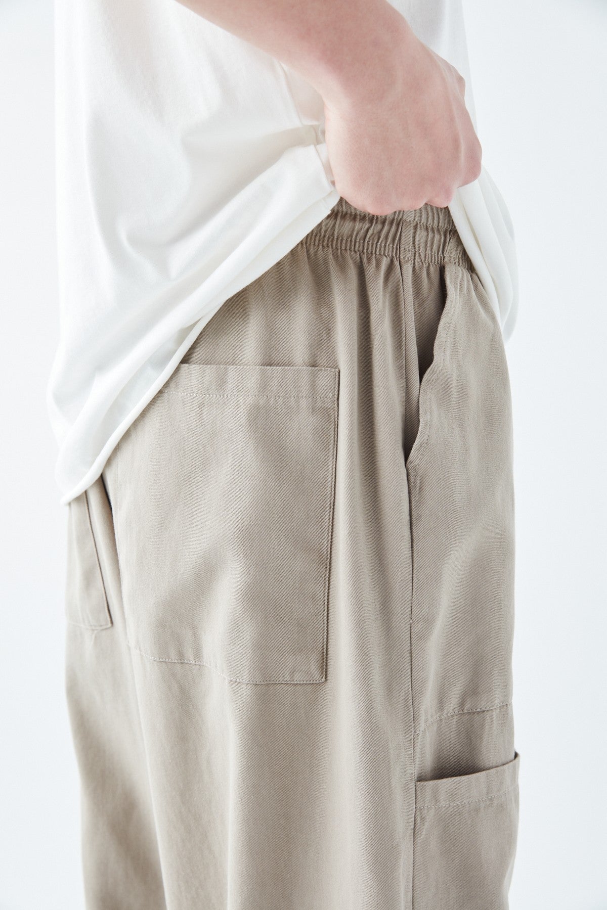 Yan Cep Detalı Baggy Keten Pantolon