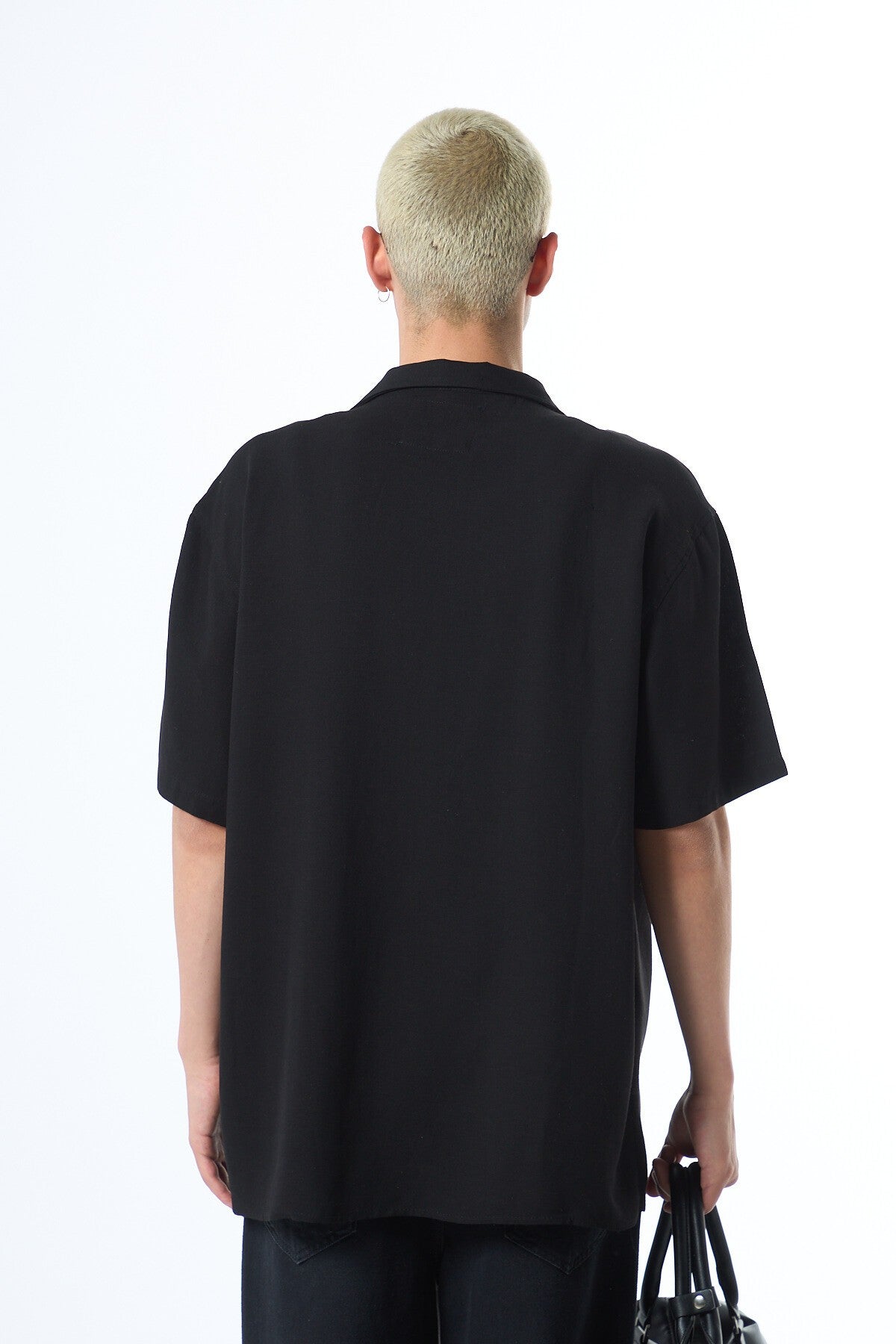 Oversize Çift Cepli Kısa Kol Keten Gömlek