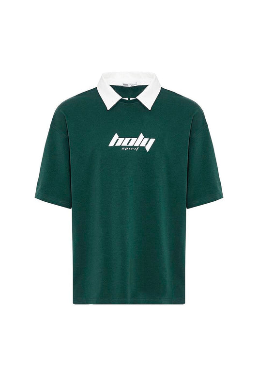 Polo Yaka Oversize Baskılı Tişört