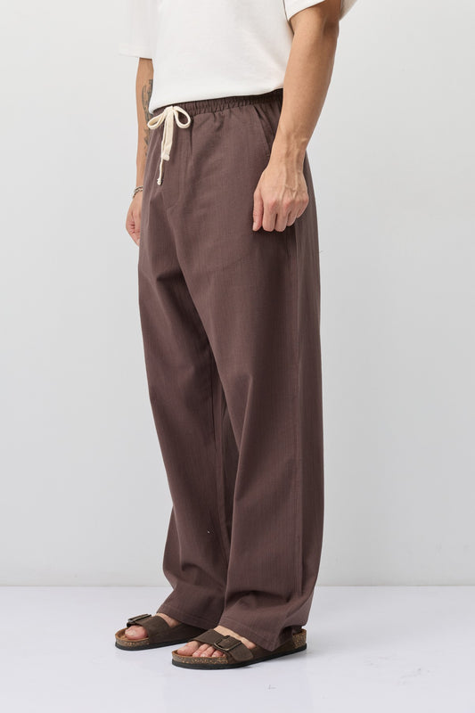 Bağcıklı Baggy Fit Keten Pantolon