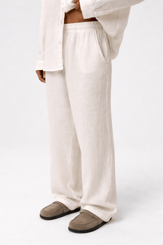 Baggy Fit Müslin Keten Pantolon