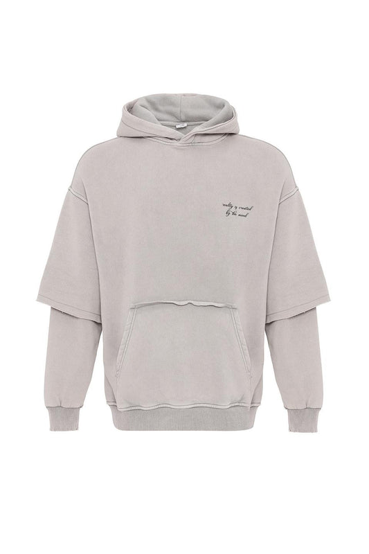 Oversize Baskılı Kol Detaylı Sweatshirt