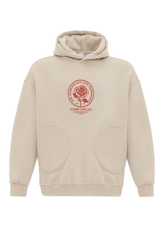 Cep Detaylı Baskılı Overıze Sweatshirt