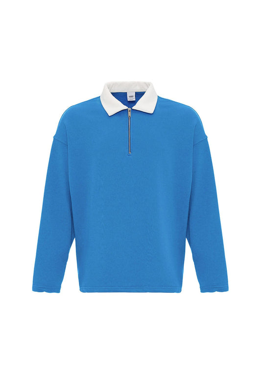 Basic Polo Yaka Fermuar Detaylı Sweatshirt