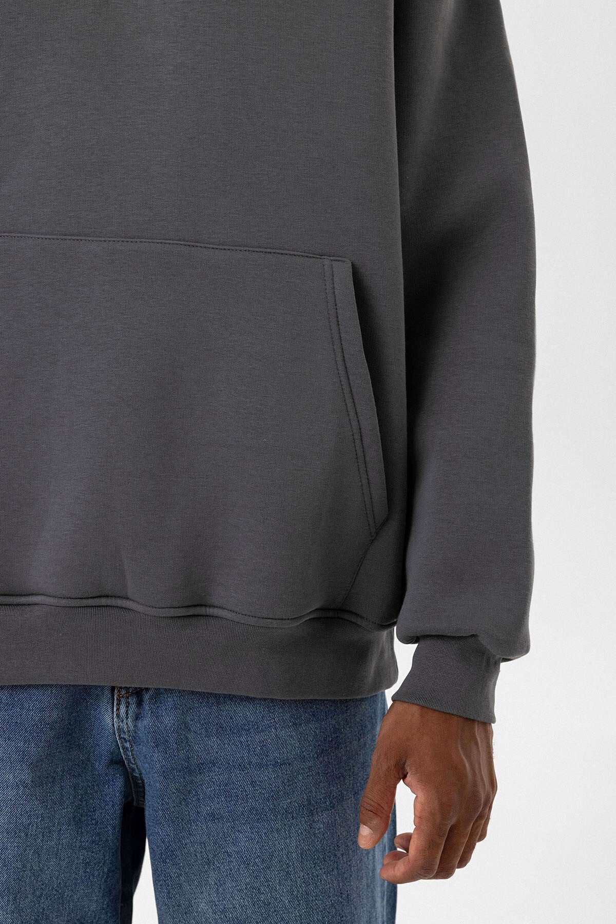Basic Oversize Fermuar Detaylı Kapüşonlu Sweatshirt
