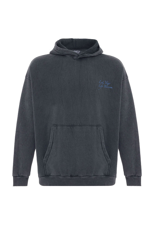 Yazı Detaylı Yıkamalı Oversize Sweatshirt