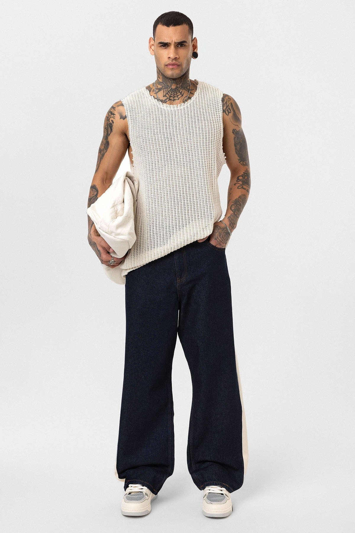 Yan Şeritli Baggy Fit Jean