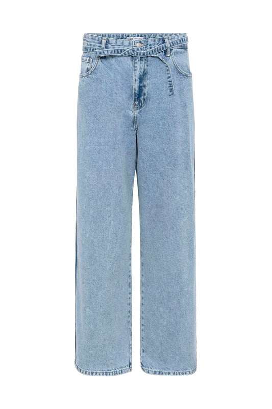 Kemer Detaylı Şeritli Baggy Jean