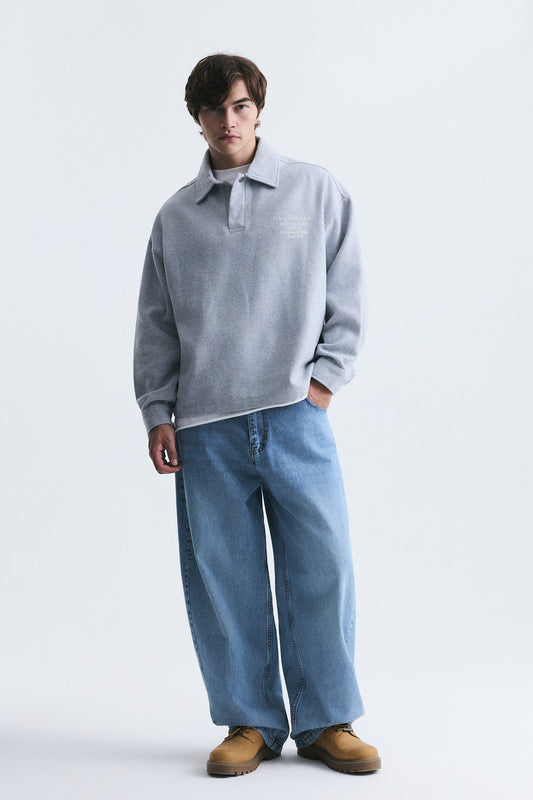 Boxy Fit Polo Yaka Sweatshirt
