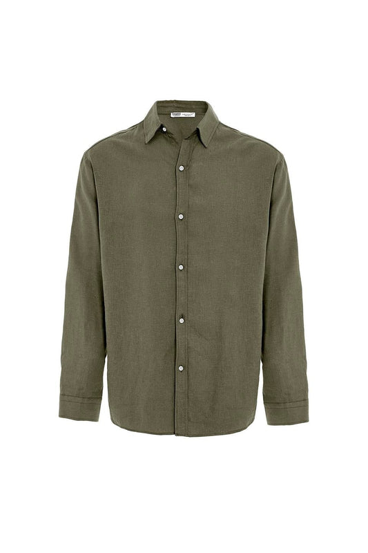 Basic Oversize Uzun Kollu Keten Gömlek