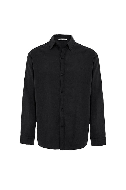 Basic Oversize Uzun Kollu Keten Gömlek