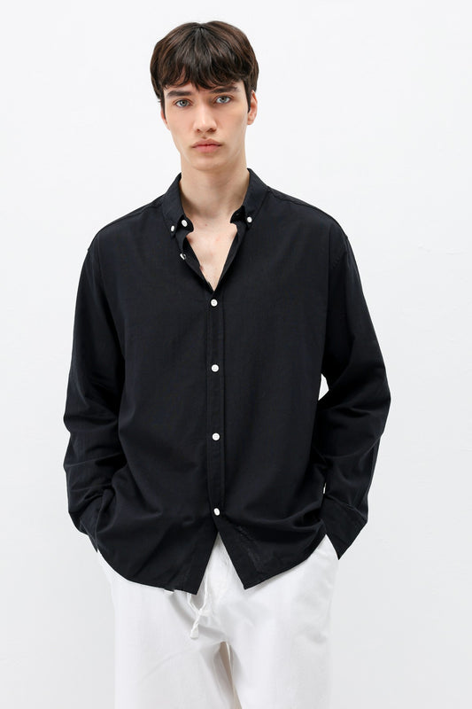 Basic Oversize Pamuk Keten Gömlek
