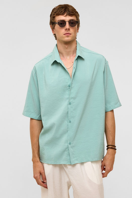 Basic Oversize Kısa Kollu Modal Gömlek