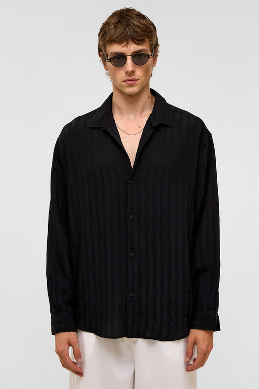 Oversize Uzun Kollu Modal Kumaş Gömlek