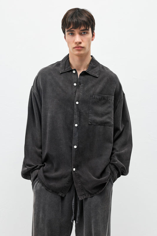 Oversize Yıkamalı Cep Detaylı Gömlek