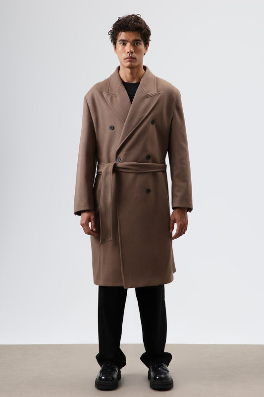 Oversize Kruvaze Kaşe Kaban