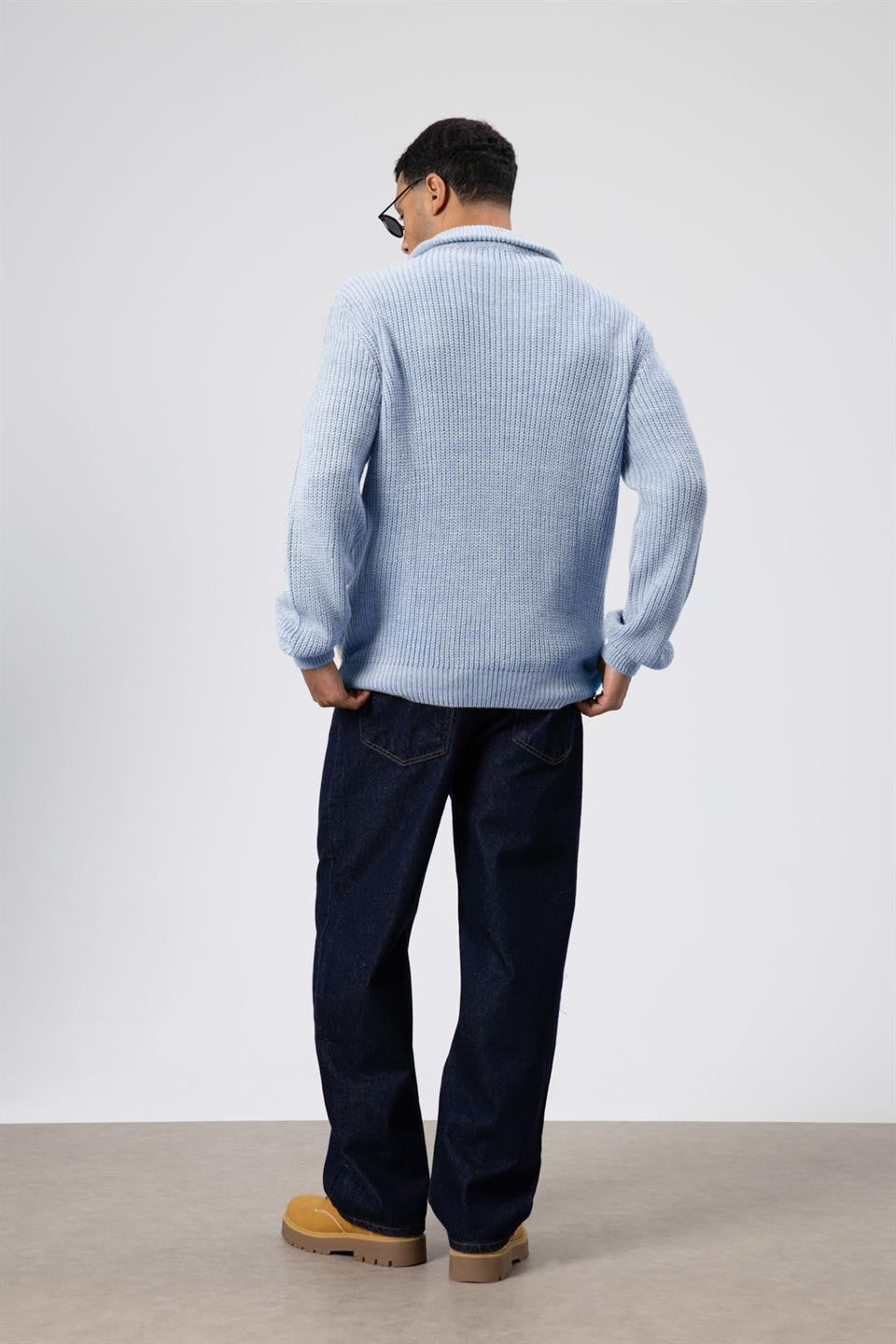 Oversize Fermuarlı Triko Hırka