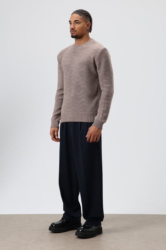 Bisiklet Yaka Oversize Triko Kazak