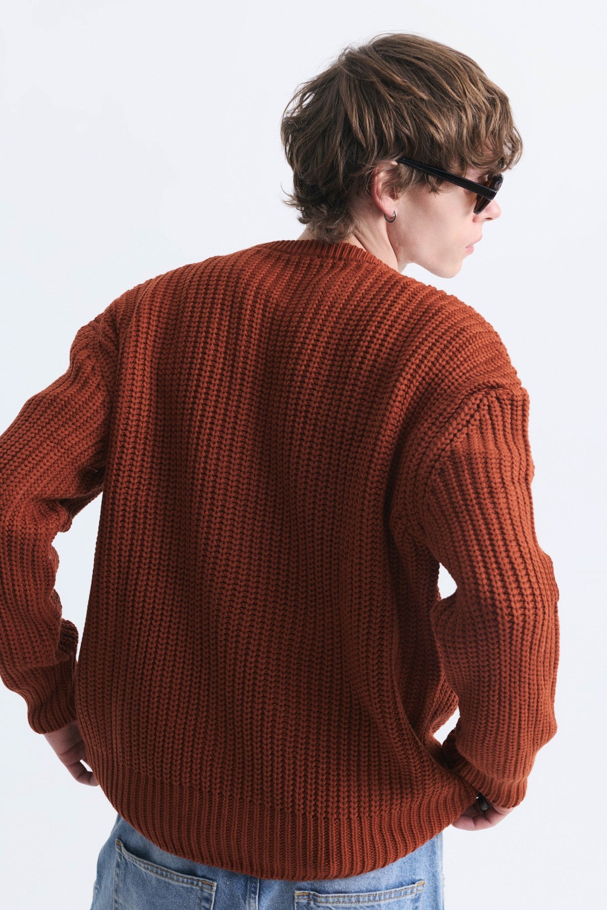 Oversize Blok Renkli Triko Kazak