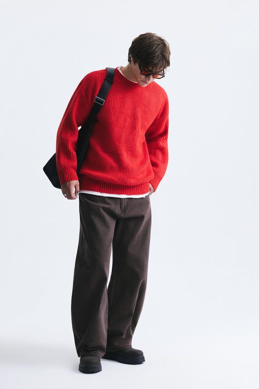 Oversize Fitilli Triko Kazak