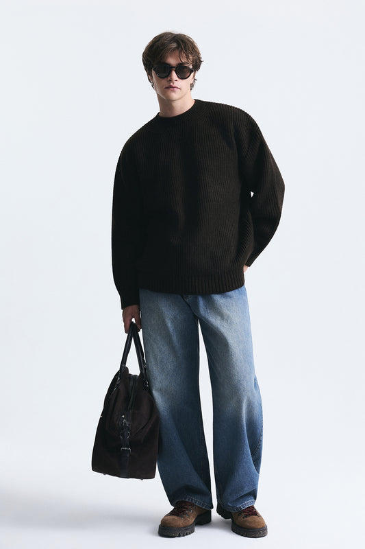 Oversize Fitilli Triko Kazak