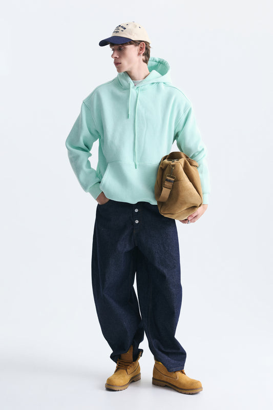 Basic Oversize Yıkamalı Hoodie