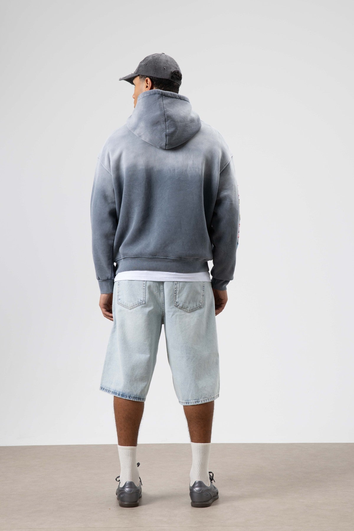 Oversize Baskılı Kapüşonlu Sweatshirt V70-112