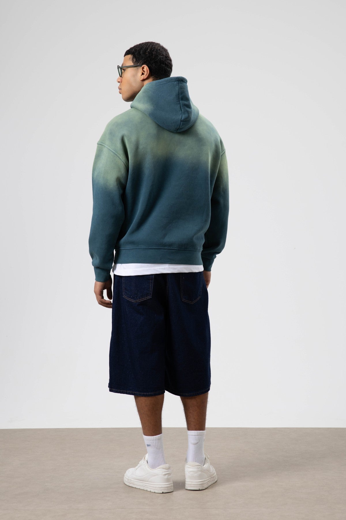 Oversize Baskılı Kapüşonlu Sweatshirt V70-112