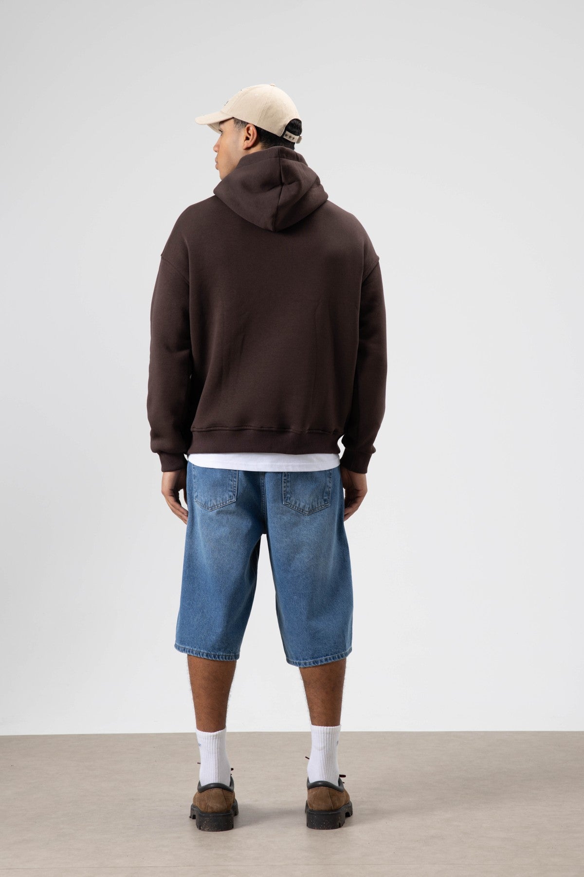 Oversize Baskılı Kapüşonlu Sweatshirt V70-117