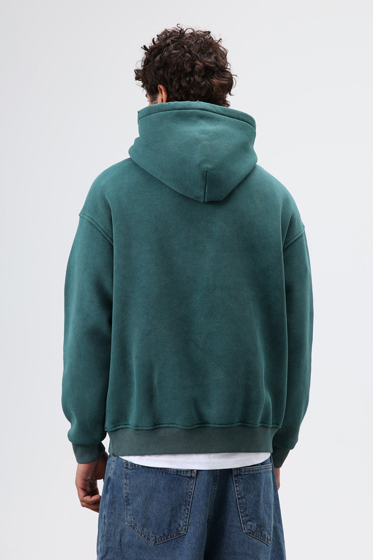 Oversize Baskılı Kapüşonlu Sweatshirt V70-127