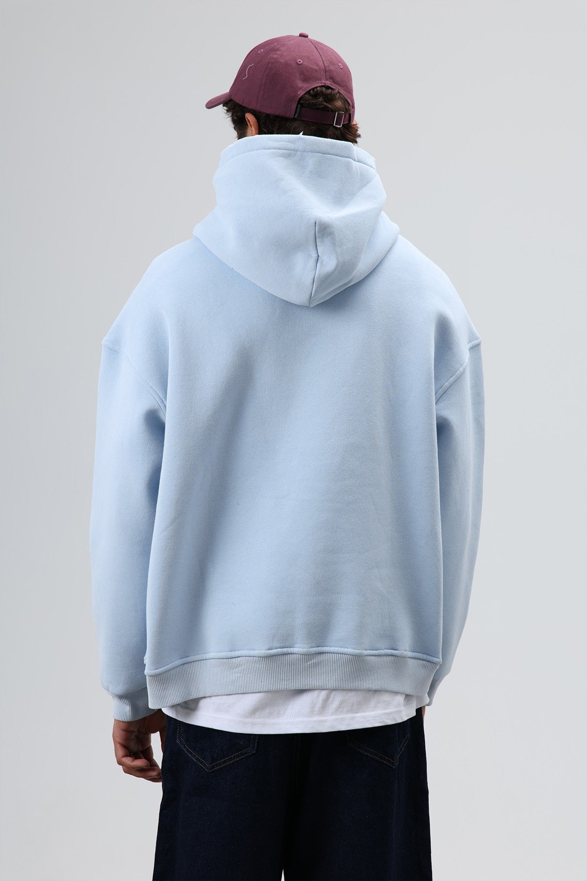 Oversize Baskılı Kapüşonlu Sweatshirt V70-127