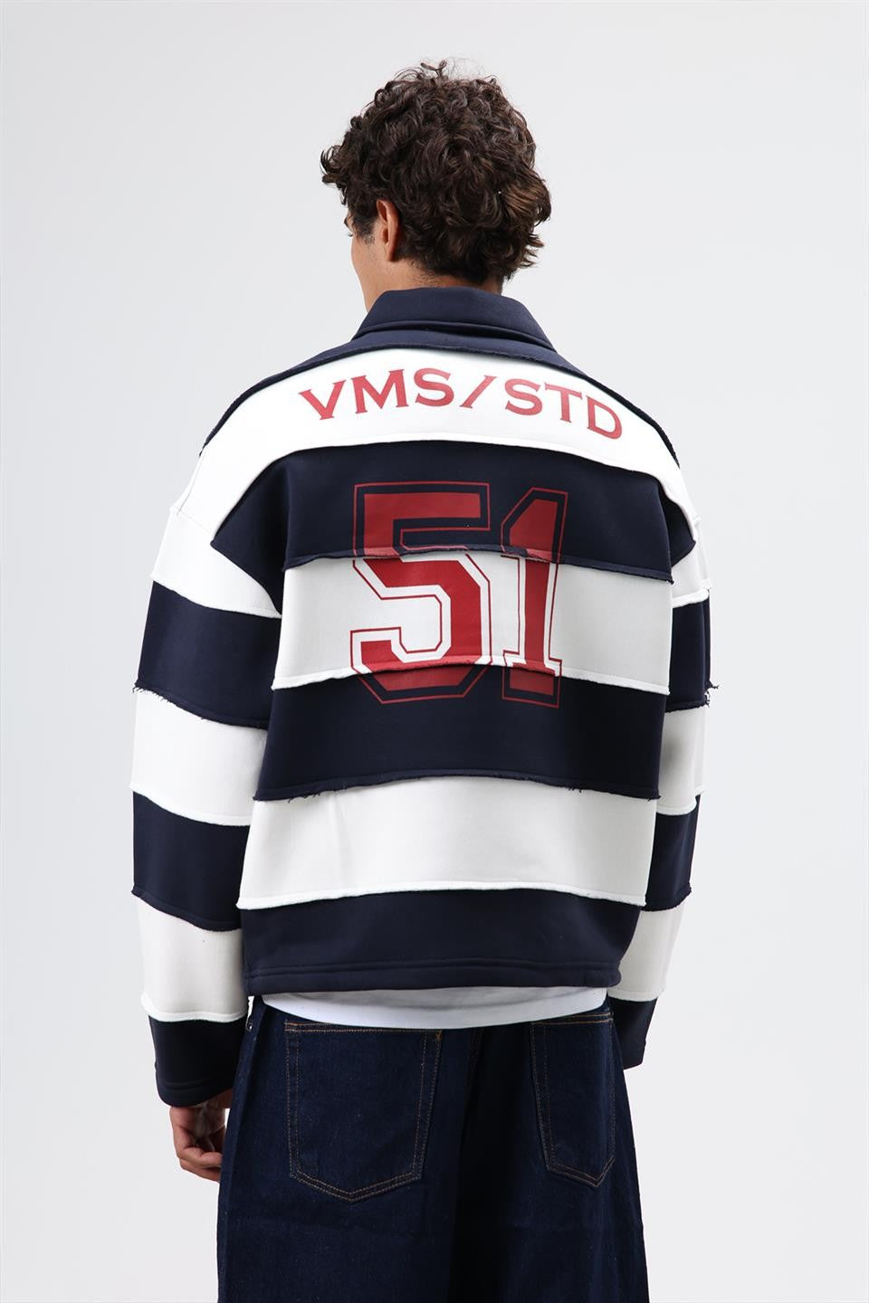 Oversize Şeritli Baskılı Sweatshirt