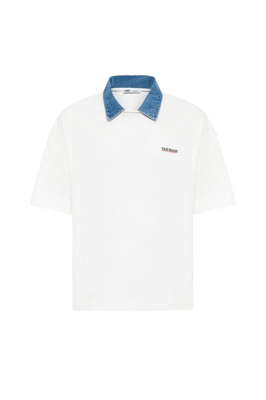 Polo Yaka Yazı Detaylı Oversize Tişört