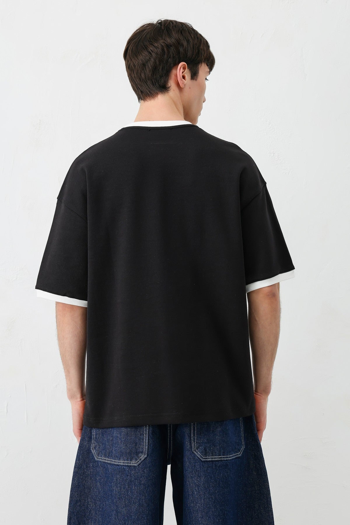 Baskılı Bisiklet Yaka Oversize Tişört