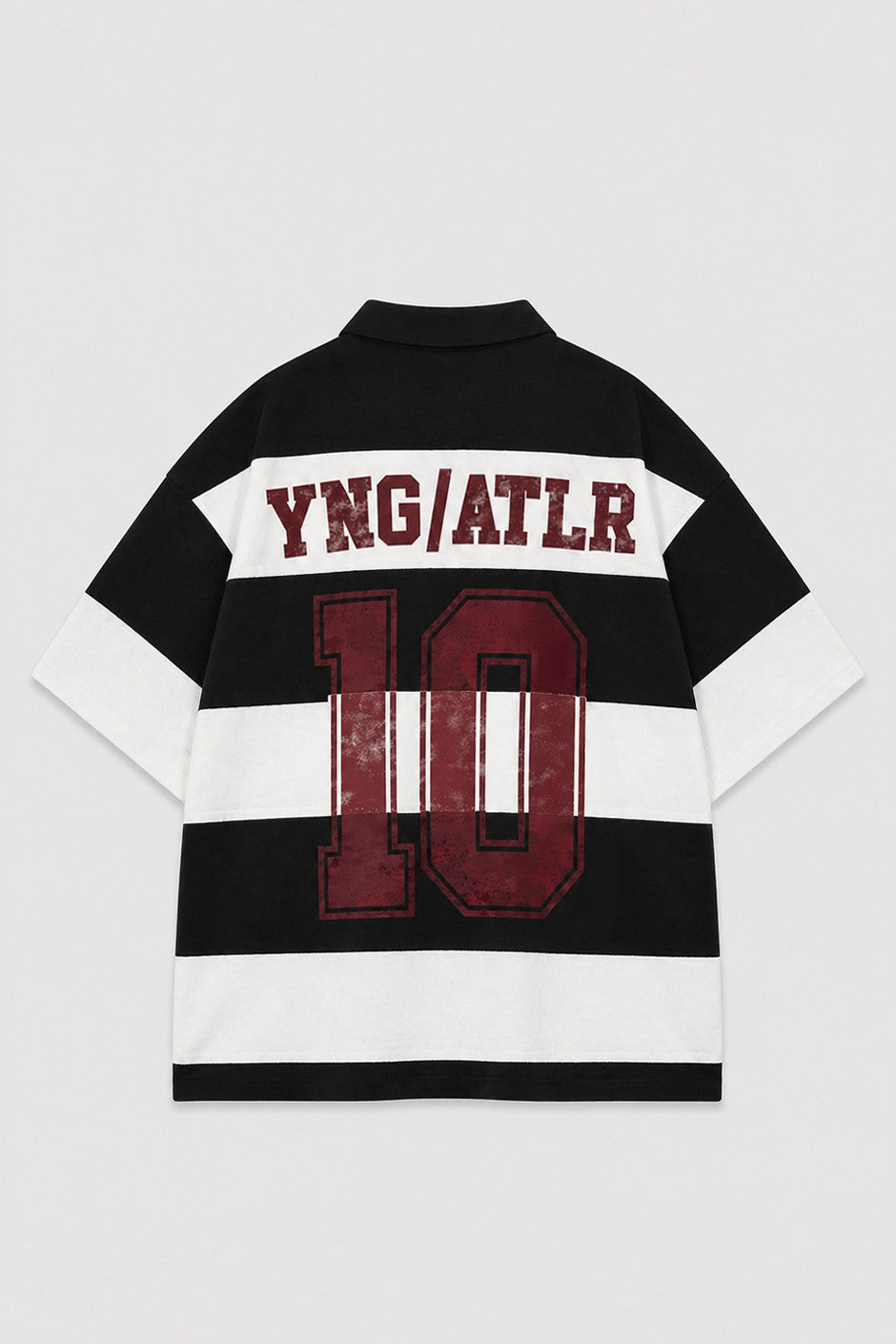 Oversize Rugby Yaka Çizgili Tişört