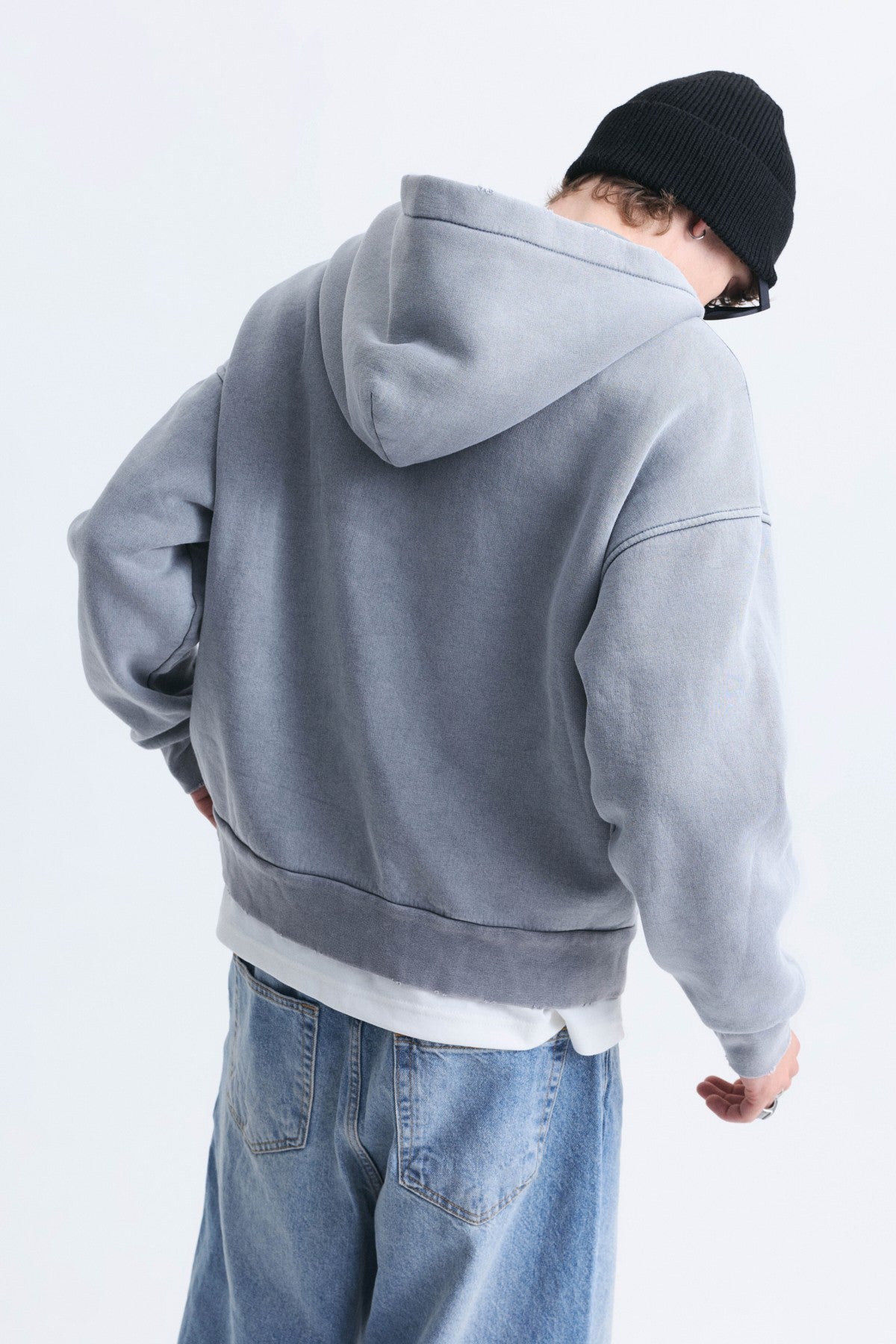 Boxy Fit Fermuarlı Kapüşonlu Sweatshirt