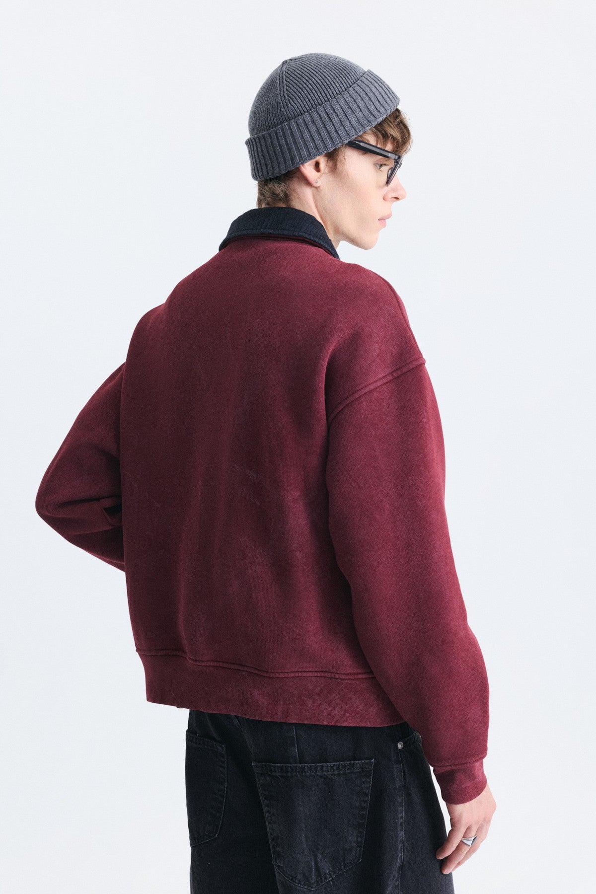 Metal Süslü Düğme Kapama Sweatshirt