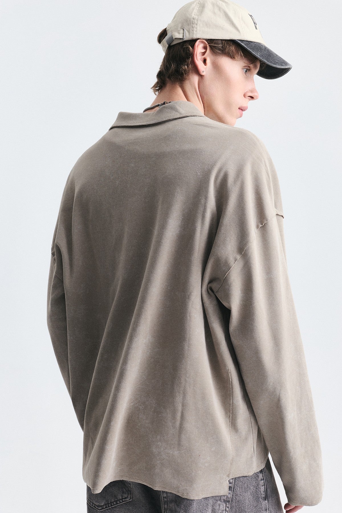Relax Fit Polo Yaka Sweatshirt