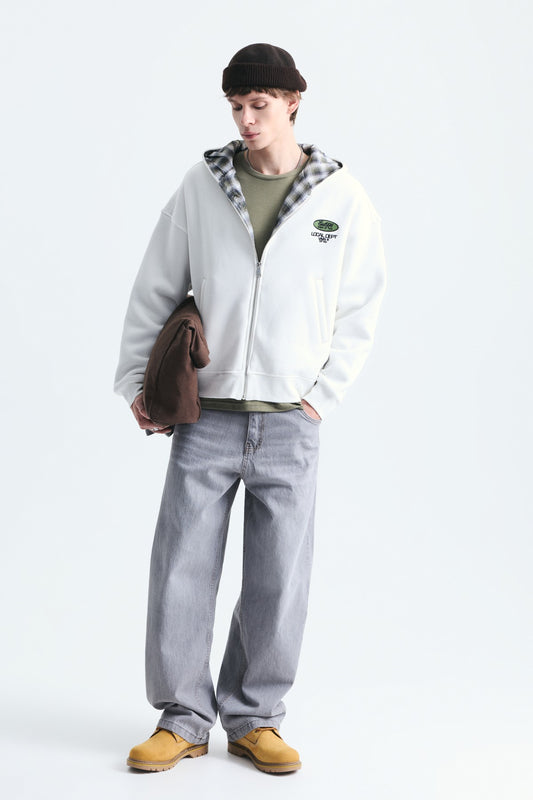 Boxy Fit Fermuarlı Kapüşonlu Sweatshirt