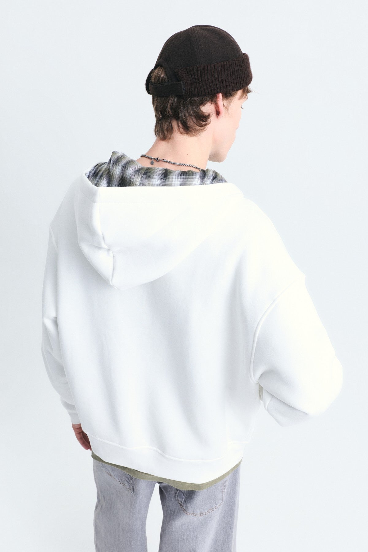 Boxy Fit Fermuarlı Kapüşonlu Sweatshirt
