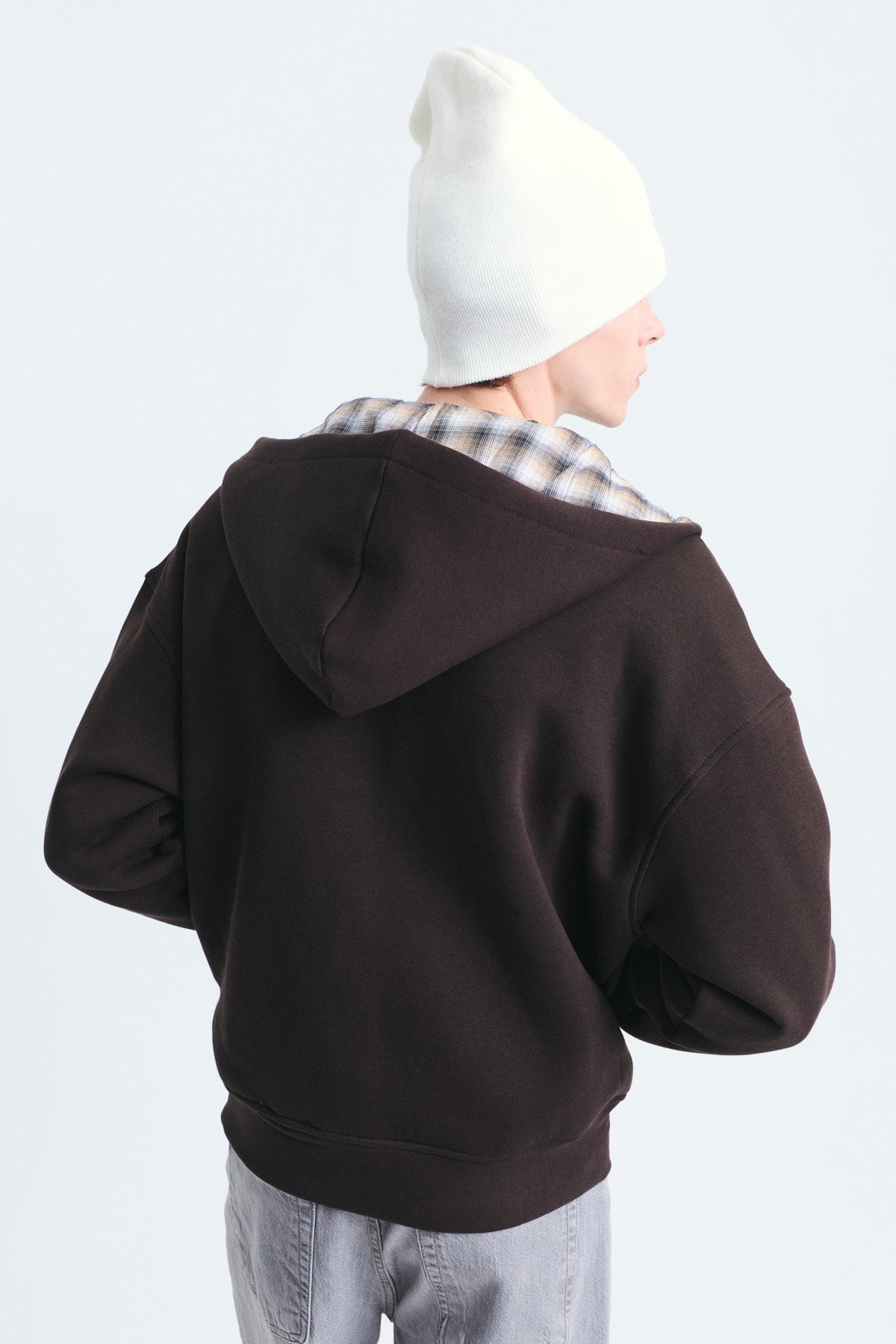 Boxy Fit Fermuarlı Kapüşonlu Sweatshirt