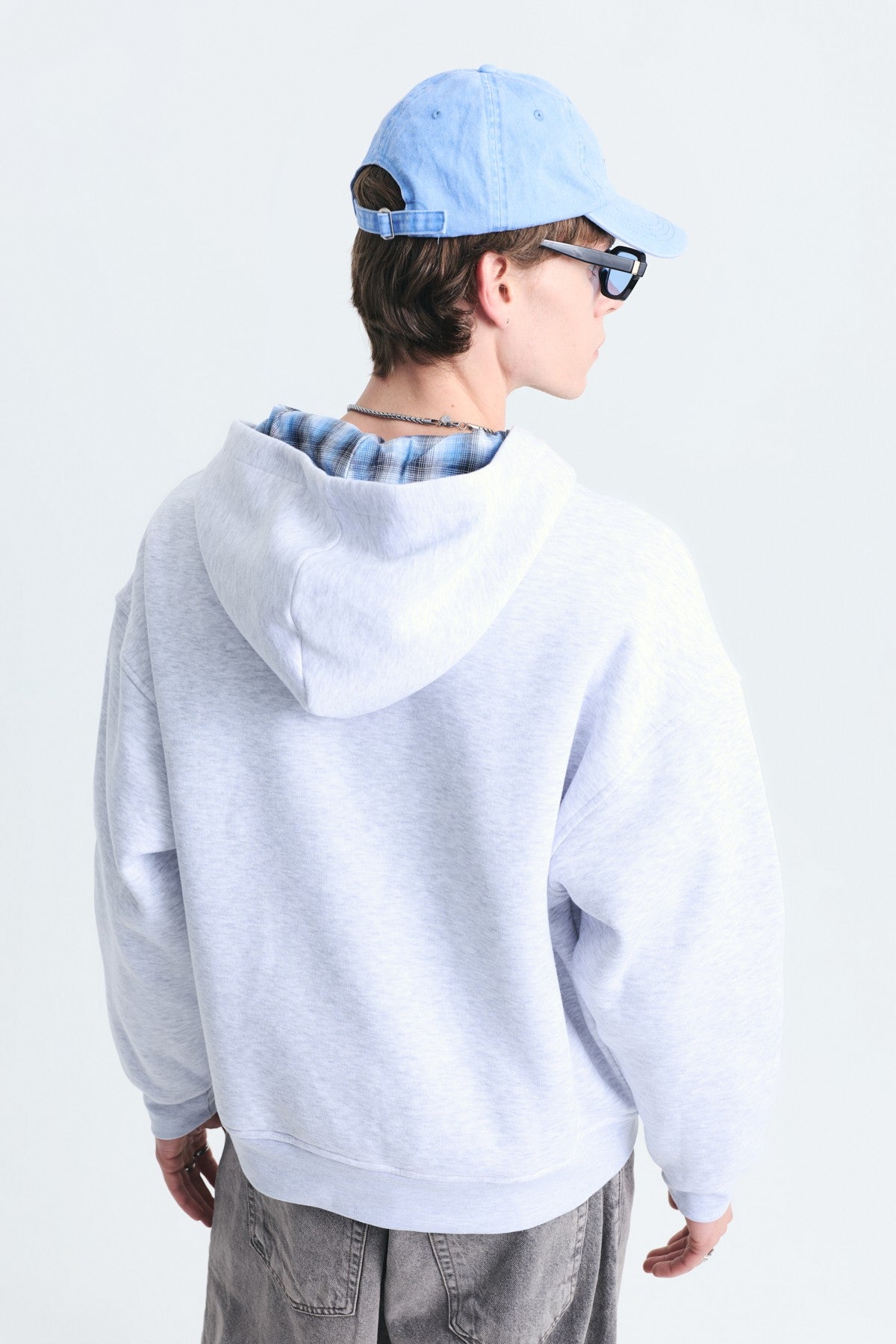 Boxy Fit Fermuarlı Kapüşonlu Sweatshirt